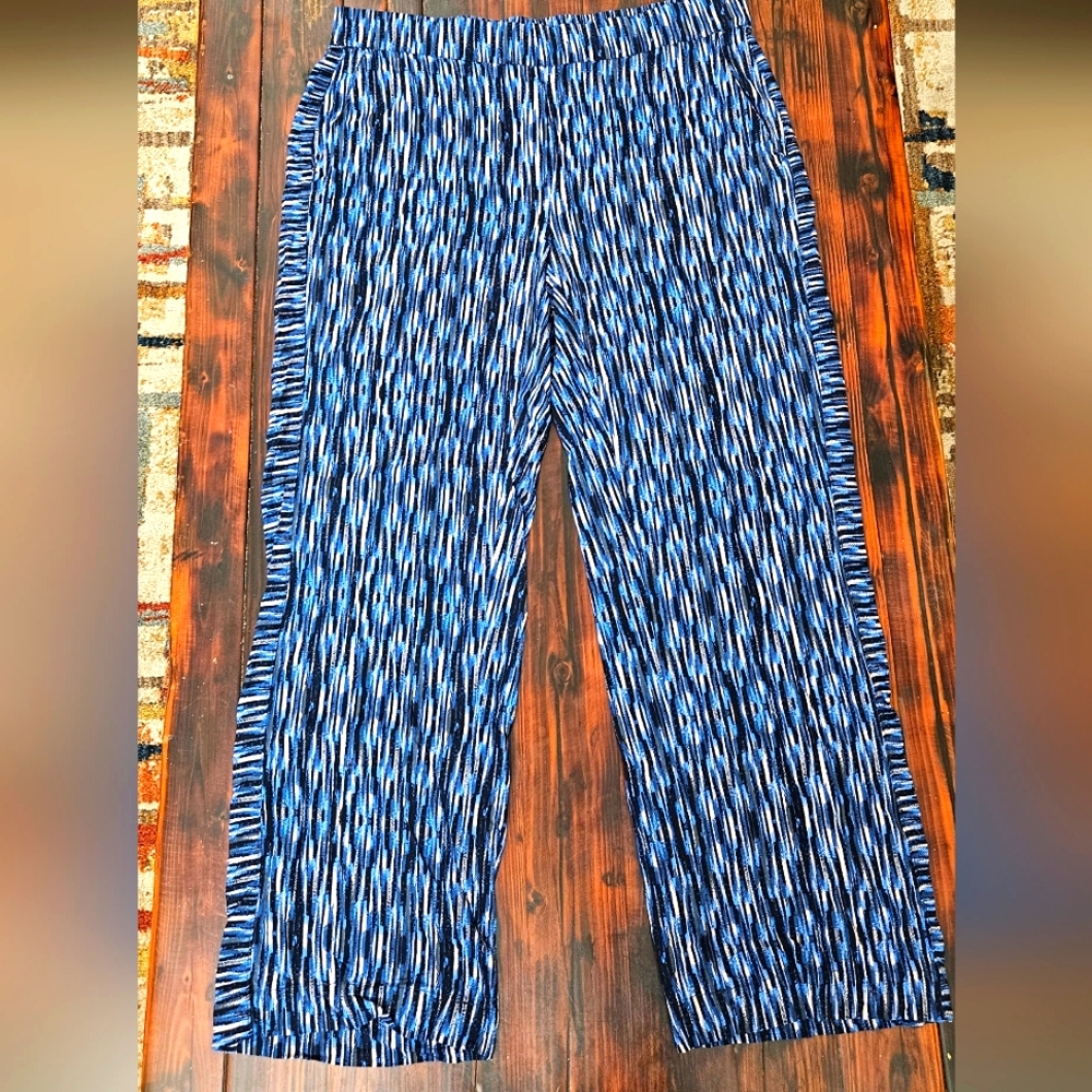 Liverpool Women's Wideleg Abstract Striped Pants Sz XL